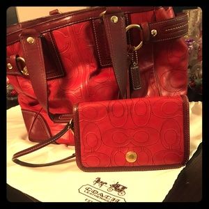Coach Red C embossed Leather Tote